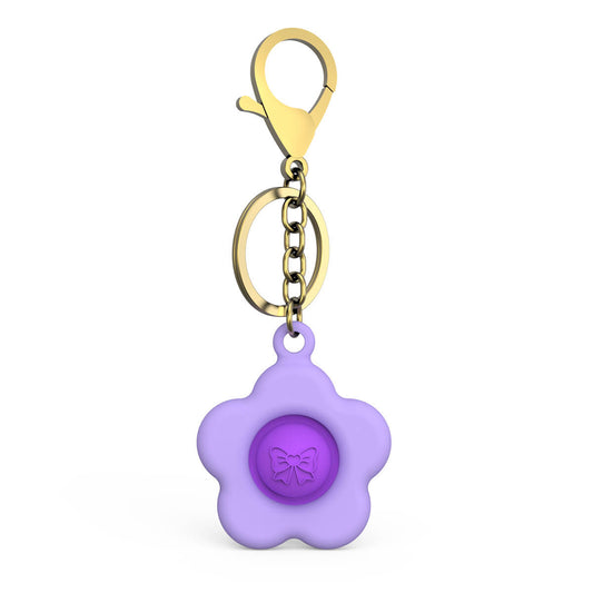 Purple Fidget Toy Flower Keychain Popper